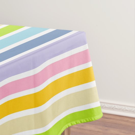 Witte afgedekte regenboogstrips tafelkleed (Voorbeeld)