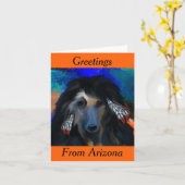 Witte Afghaanse windhond   Kaart (Gele Bloem)