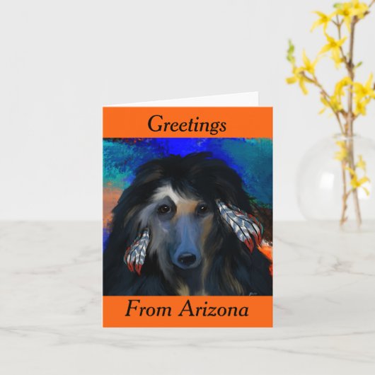 Witte Afghaanse windhond   Kaart (Gele Bloem)