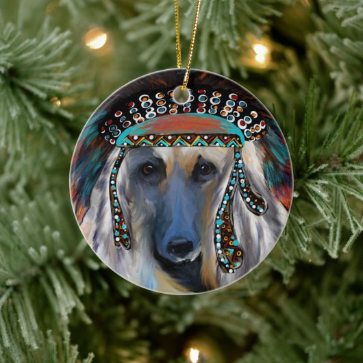 Witte Afghaanse windhond  Keramisch Ornament (Boom)