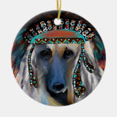 Witte Afghaanse windhond  Keramisch Ornament (Voorkant)
