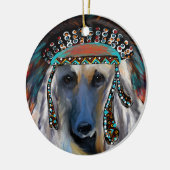 Witte Afghaanse windhond  Keramisch Ornament (Links)