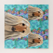 Witte Afghaanse windhond Legpuzzel (Horizontaal)