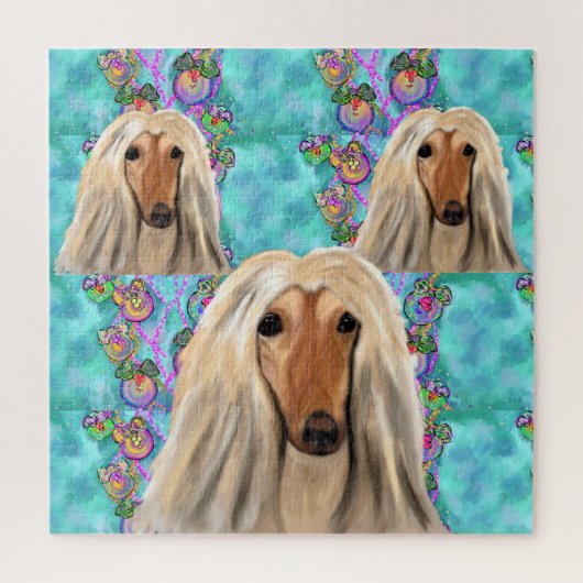 Witte Afghaanse windhond Legpuzzel (Verticaal)