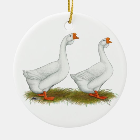 Witte Afrikaanse ganzen Keramisch Ornament (Voorkant)