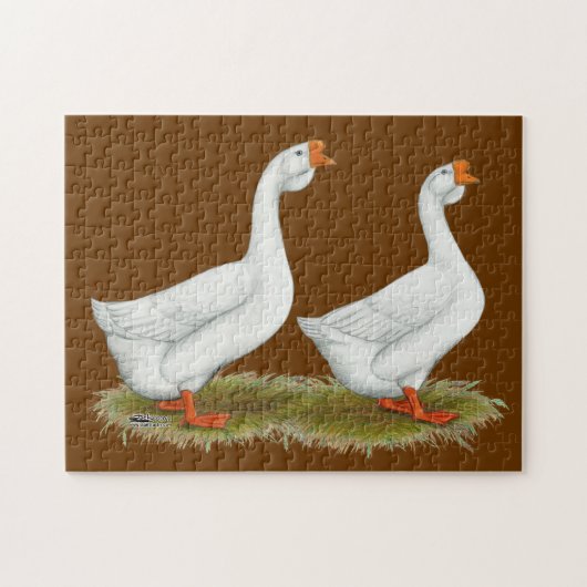 Witte Afrikaanse ganzen Legpuzzel (Horizontaal)