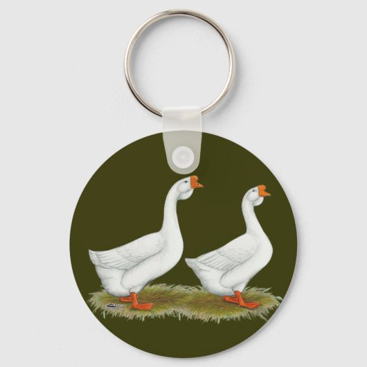 Witte Afrikaanse ganzen Sleutelhanger (Voorkant)