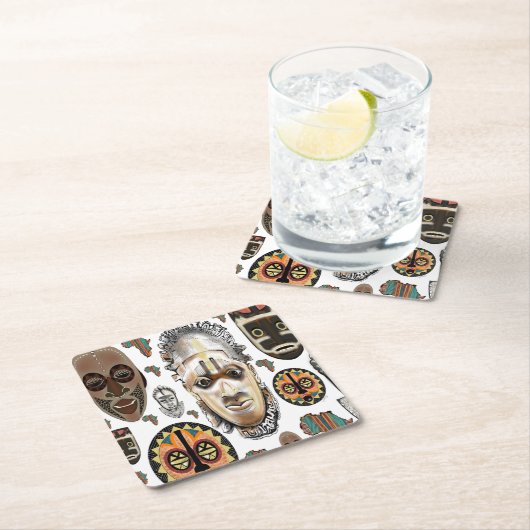 Witte Afrikaanse maskerpatroon Kartonnen Onderzetters (Insitu)