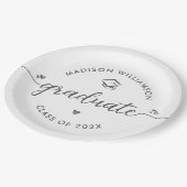 Witte afstudeer grijze script harten muts leuk mod papieren bordje (Gekanteld)
