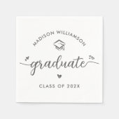 Witte afstudeer grijze script harten muts modern l servet (Voorkant)