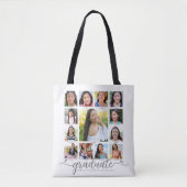 Witte afstudeer K–12 script foto collage modern Tote Bag (Voorkant)