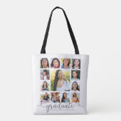 Witte afstudeer K–12 script foto collage modern Tote Bag (Achterkant)