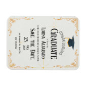 Witte afstudeerfoto magneet uitnodiging (Horizontaal)