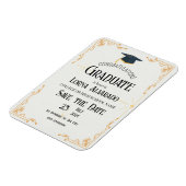 Witte afstudeerfoto magneet uitnodiging (Linkerzijde)