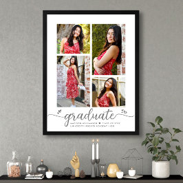 Witte Afstuderen 4 Foto Grijze Script Harten Meisj Poster