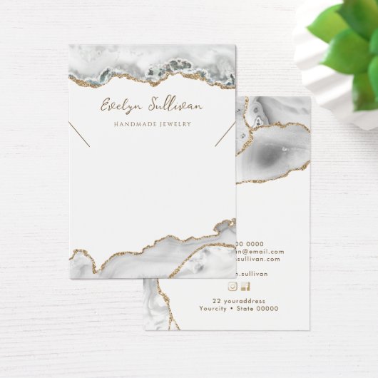 Witte agaat ketting display kaart (Bureau)