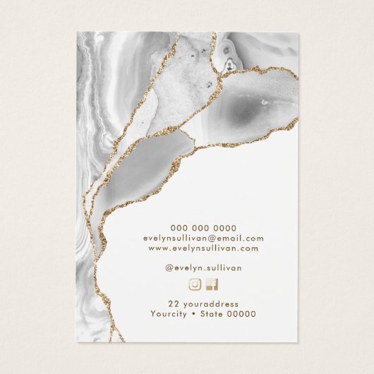 Witte agaat ketting display kaart (Achterkant)