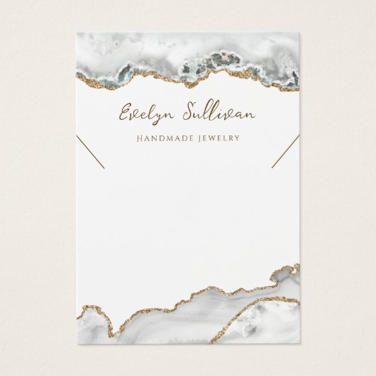 Witte agaat ketting display kaart (Voorkant)