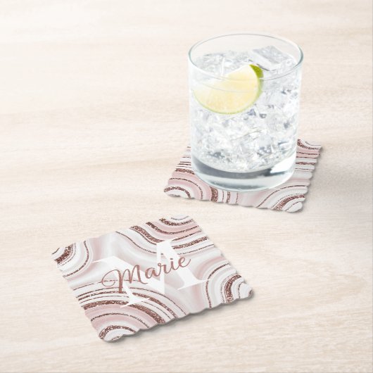 Witte Agaat Monogram Marmeren Wervels Onderzetter  (Insitu)