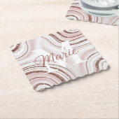 Witte Agaat Monogram Marmeren Wervels Onderzetter  (Gebogen)