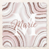 Witte Agaat Monogram Marmeren Wervels Onderzetter  (Voorkant)