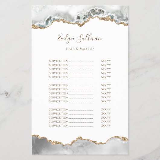 Witte agaat prijslijst flyer (Voorkant)