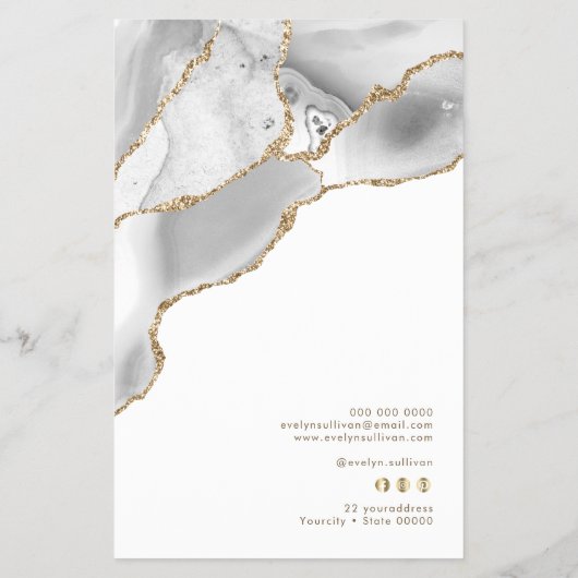 Witte agaat prijslijst flyer (Achterkant)