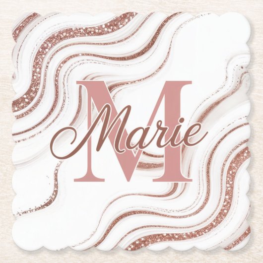 Witte Agaat Roos Goud Onderzetter Set (Voorkant)