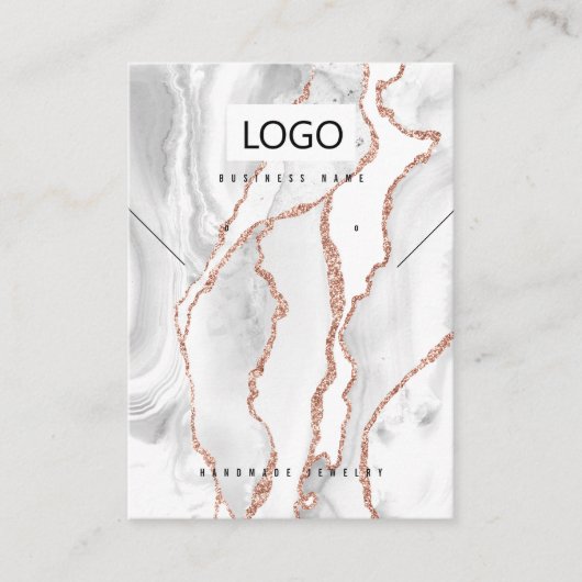 Witte Agaat Sieraden Oorbellen Ketting Display Kaa Visitekaartje (Voorkant)