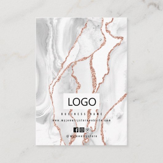 Witte Agaat Sieraden Oorbellen Ketting Display Kaa Visitekaartje (Achterkant)