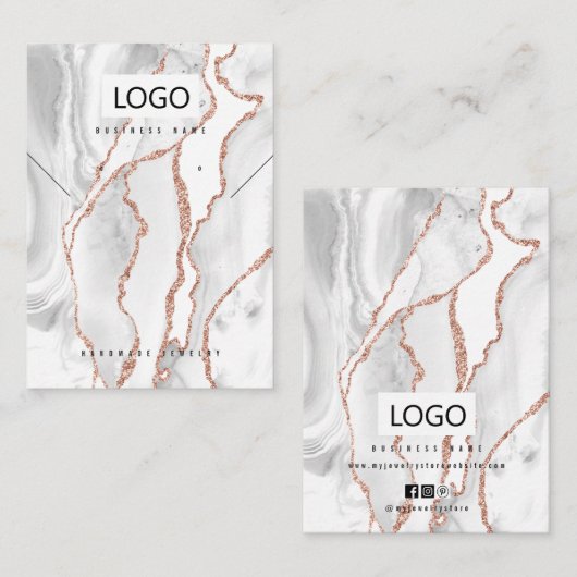 Witte Agaat Sieraden Oorbellen Ketting Display Kaa Visitekaartje (Voorkant / Achterkant)