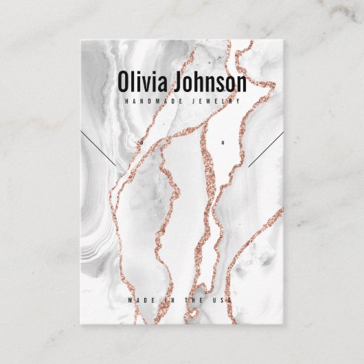 Witte Agaat Sieraden Oorbellen Ketting Display Visitekaartje (Voorkant)