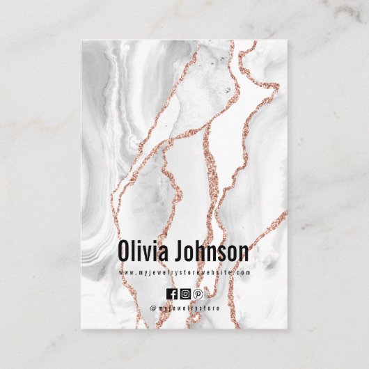 Witte Agaat Sieraden Oorbellen Ketting Display Visitekaartje (Achterkant)