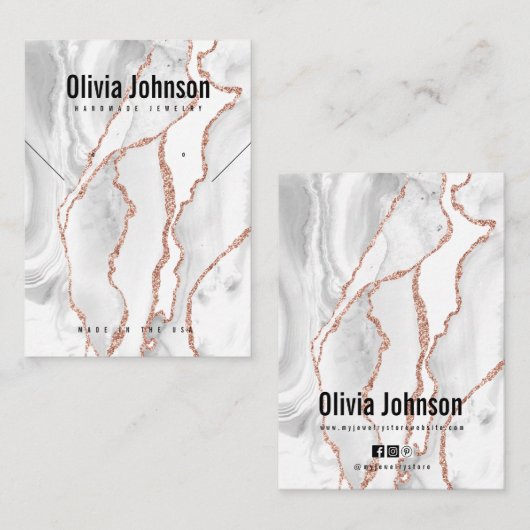 Witte Agaat Sieraden Oorbellen Ketting Display Visitekaartje (Voorkant / Achterkant)