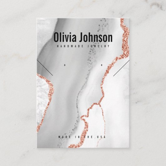 Witte Agaat Sieraden Oorbellen Ketting Display Visitekaartje (Voorkant)