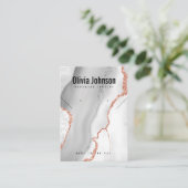 Witte Agaat Sieraden Oorbellen Ketting Display Visitekaartje (Staand voorkant)