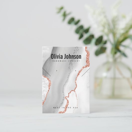 Witte Agaat Sieraden Oorbellen Ketting Display Visitekaartje (Staand voorkant)