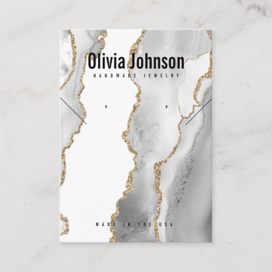 Witte Agaat Sieraden Oorbellen Ketting Display Visitekaartje (Voorkant)