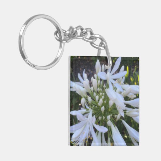 Witte Agapanthus bloemen Sleutelhanger (Voorkant Links)