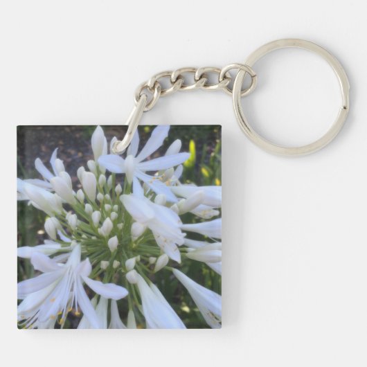 Witte Agapanthus bloemen Sleutelhanger (Achterkant)