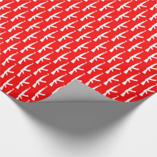 Witte AK-47 Wapenaanval geweer Pistolen, rood Cadeaupapier (Hoek)