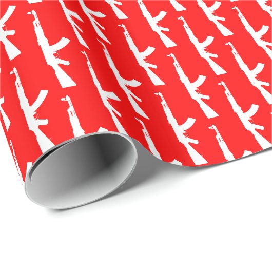 Witte AK-47 Wapenaanval geweer Pistolen, rood Cadeaupapier (Rol Hoek)