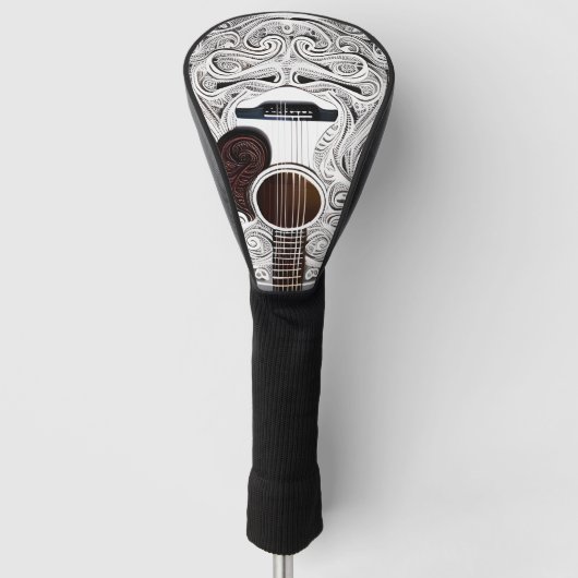 Witte akoestische gitaar golfheadcover (Voorkant)