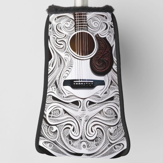 Witte akoestische gitaar golfheadcover (Draai 90)