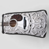Witte akoestische gitaar golfheadcover (Voorkant)