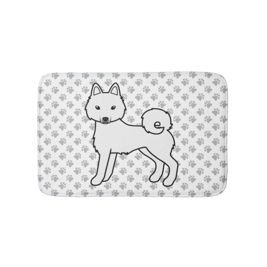 Witte Alaskan Klee Kai Schattige Cartoon Hond Badmat (Voorkant)