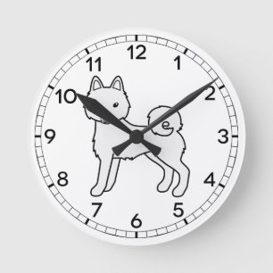 Witte Alaskan Klee Kai Schattige Cartoon Hond Ronde Klok