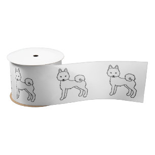 Witte Alaskan Klee Kai Schattige Cartoon Hond Satijnen Lint