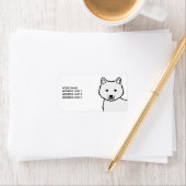 Witte Alaskan Malamute Cartoonhond & Aangepaste Te Etiket (Insitu)