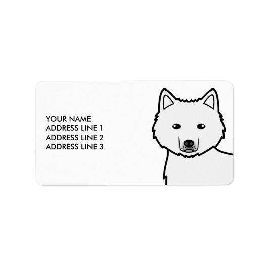 Witte Alaskan Malamute Cartoonhond & Aangepaste Te Etiket (Voorkant)